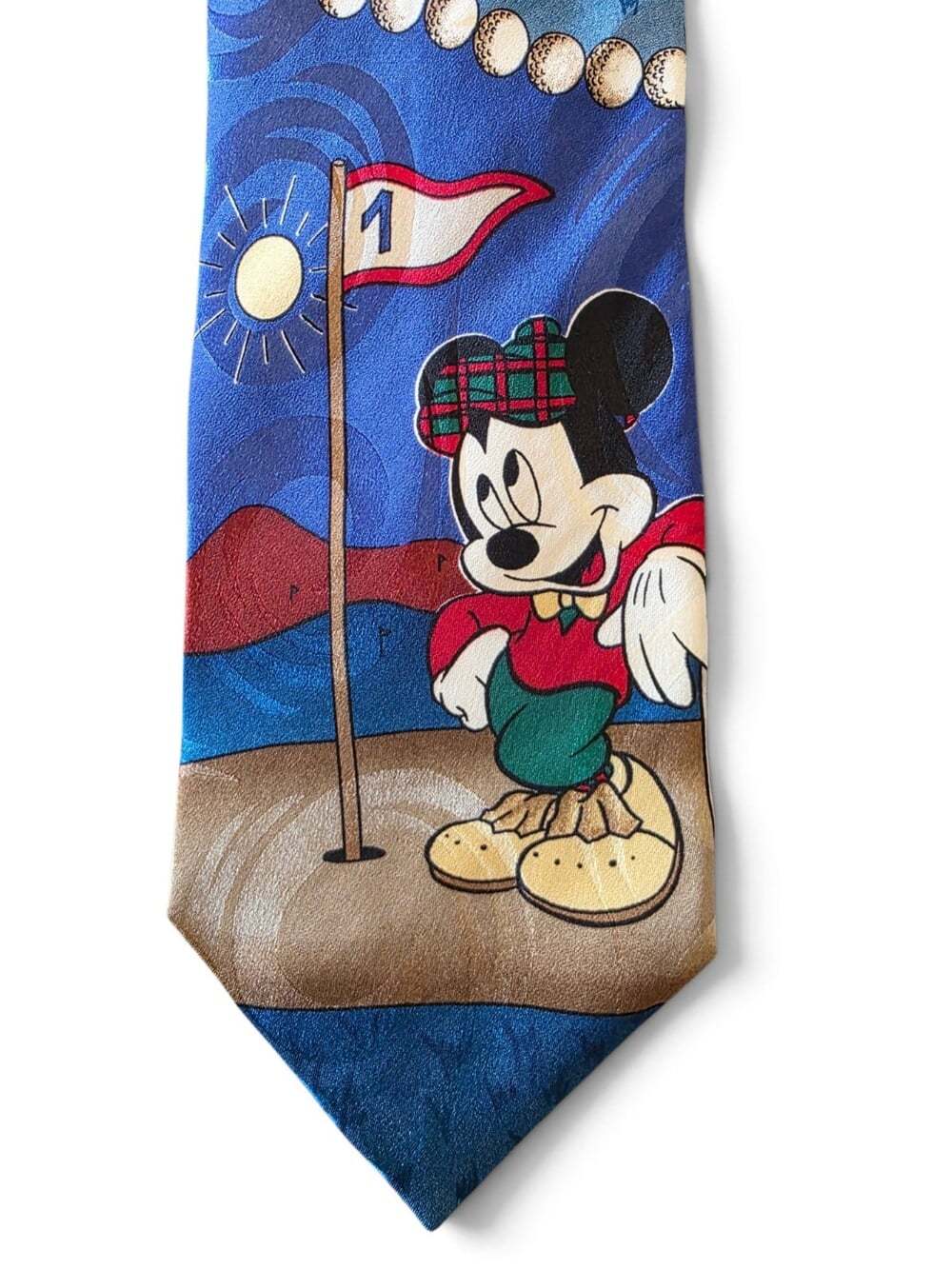 Vintage Mickey Mouse Golf Tie Mickey Unlimited 100% Silk Disney Blue Necktie